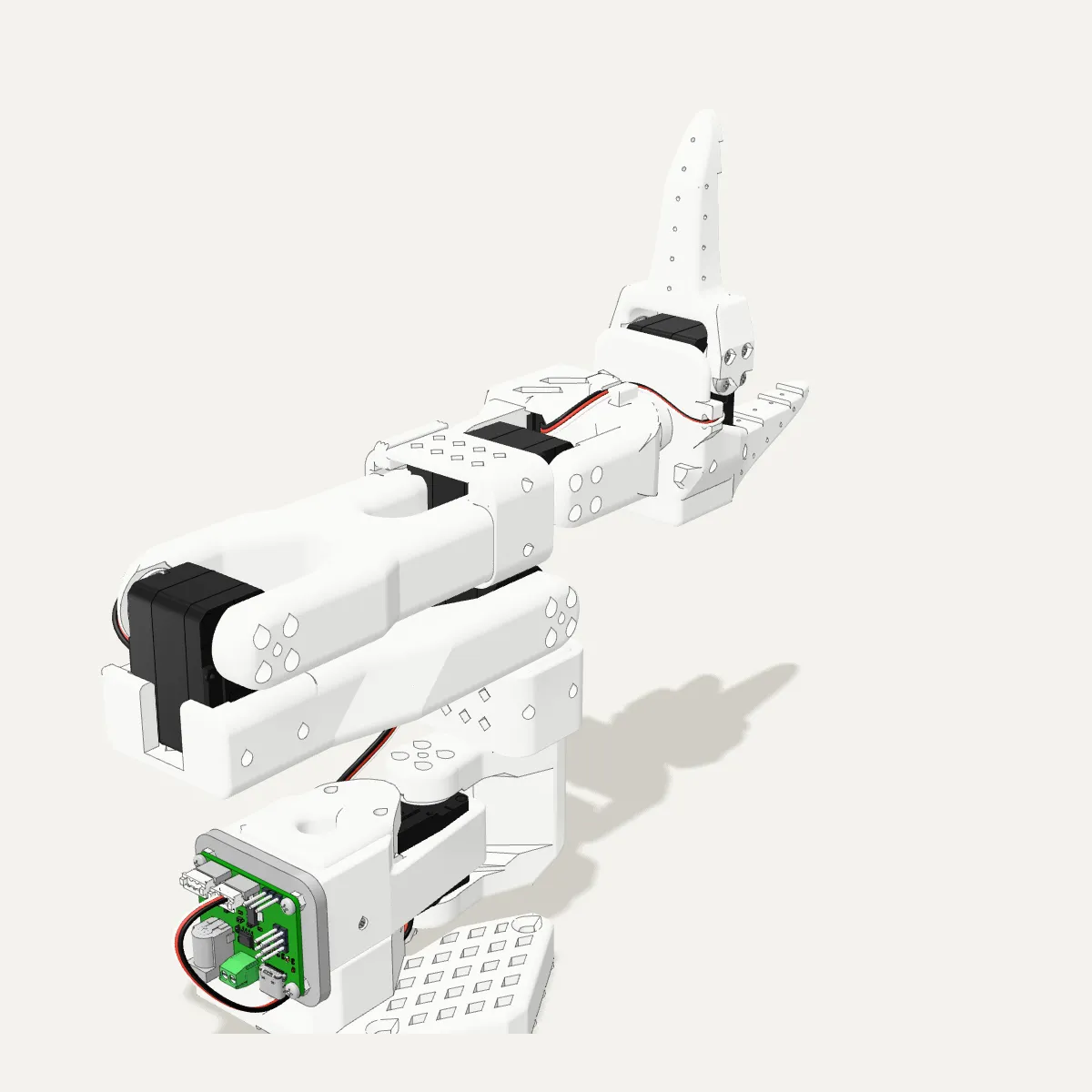 The SO-101 arm, turning slowly.