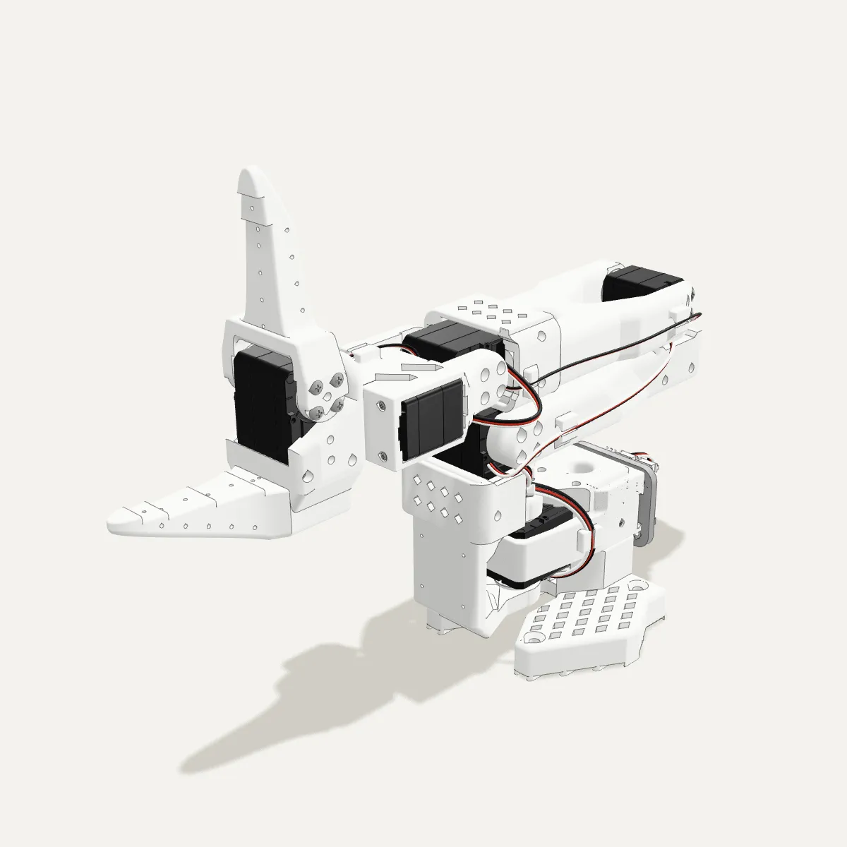 The SO-101 robot arm from above and to the front.